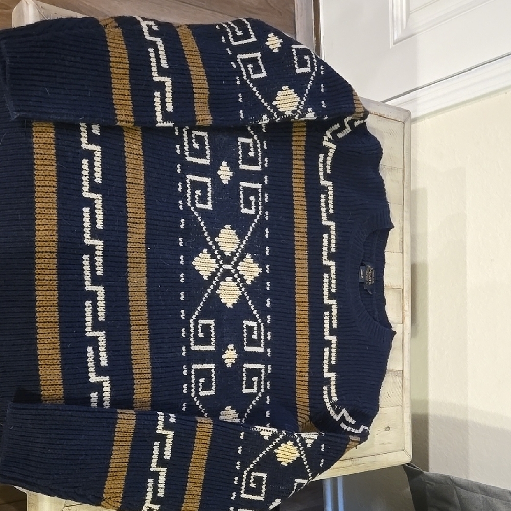 Navy Blue Patterned Ladies Sweater